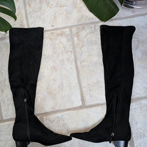 Zara Suede Black Over the Knee Boots - Picture 5 of 7